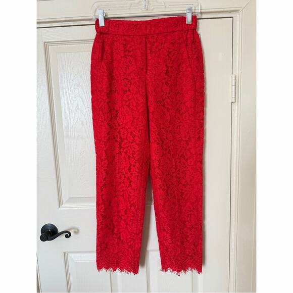 J. Crew Pants - J. Crew Easy Pant in Floral Lace Red Size 00